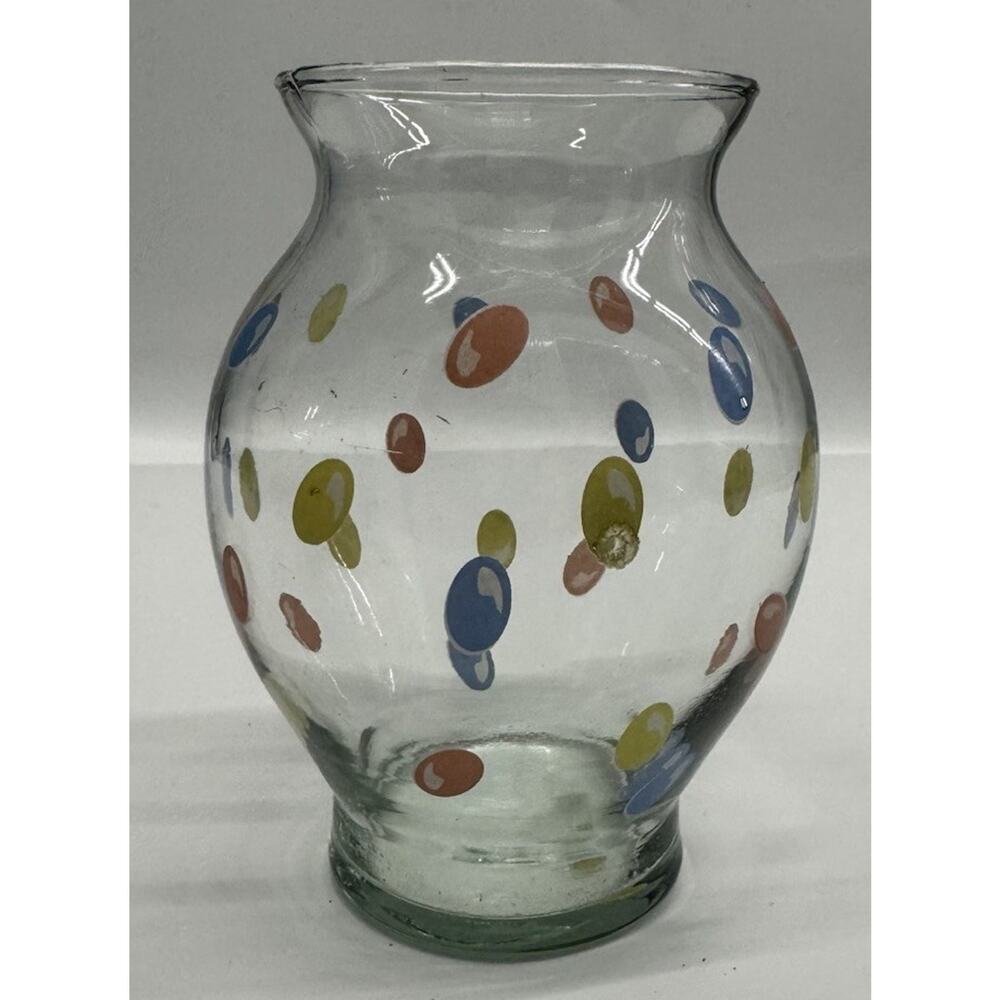 VINTAGE ART DECO HAND MADE & HAND-PAINTED CLEAR GLASS VASE GRAND SALES